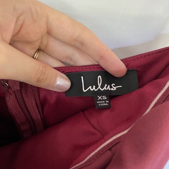 NWT Lulus red wine burgundy bodycon minidress formal strapless size XS dramatic - Picture 4 of 7